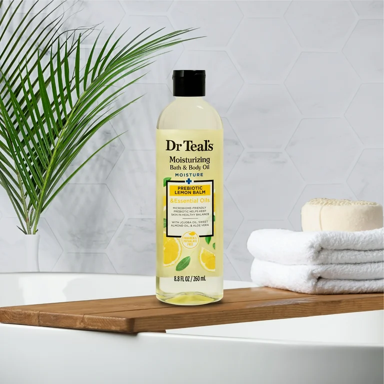 Dr Teals Moisturising Bath and Body Oil Prebiotic Lemon Balm and Essential Oils - 260ml