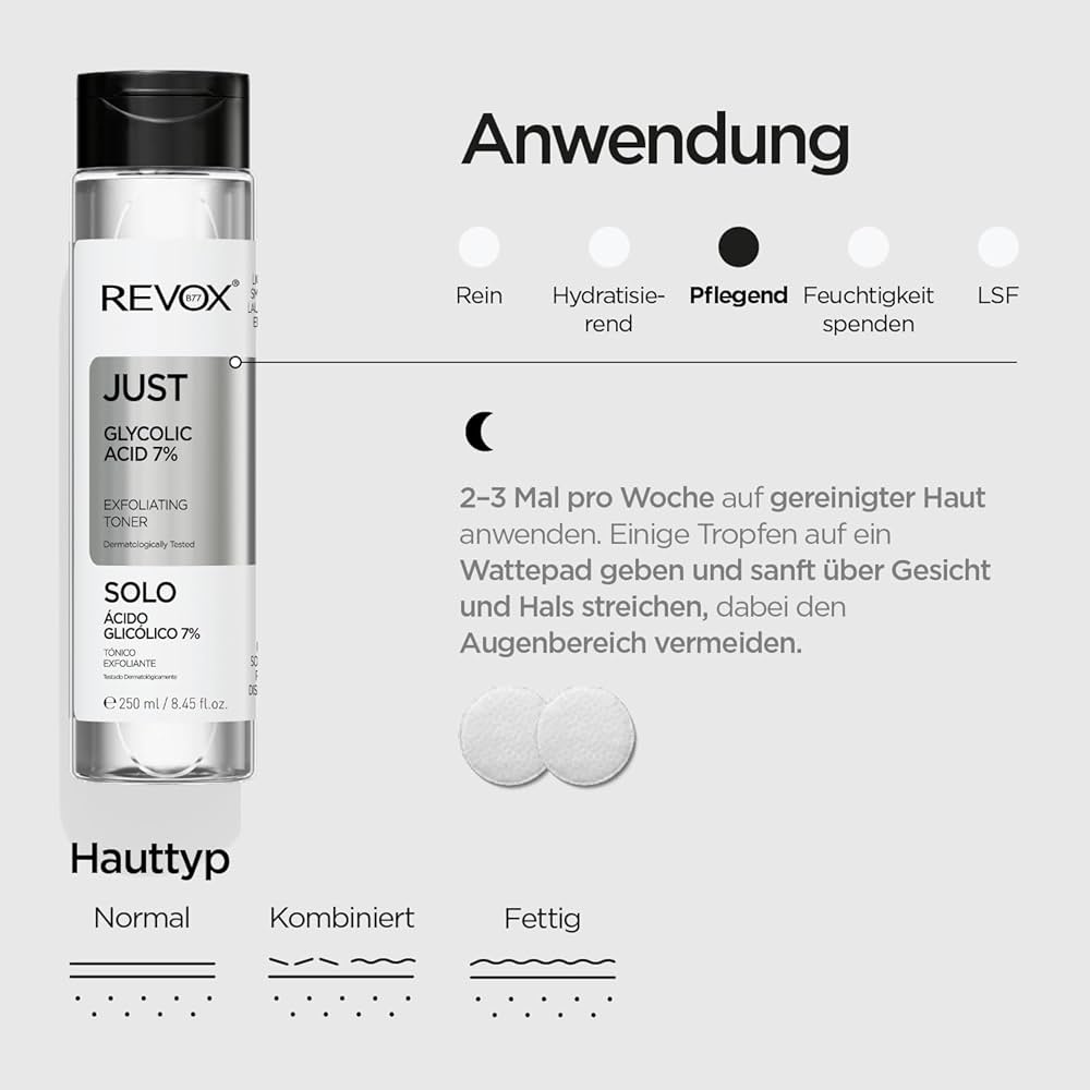 Revox Just Glycolic Acid 7% Exfoliating Toner - 250ml